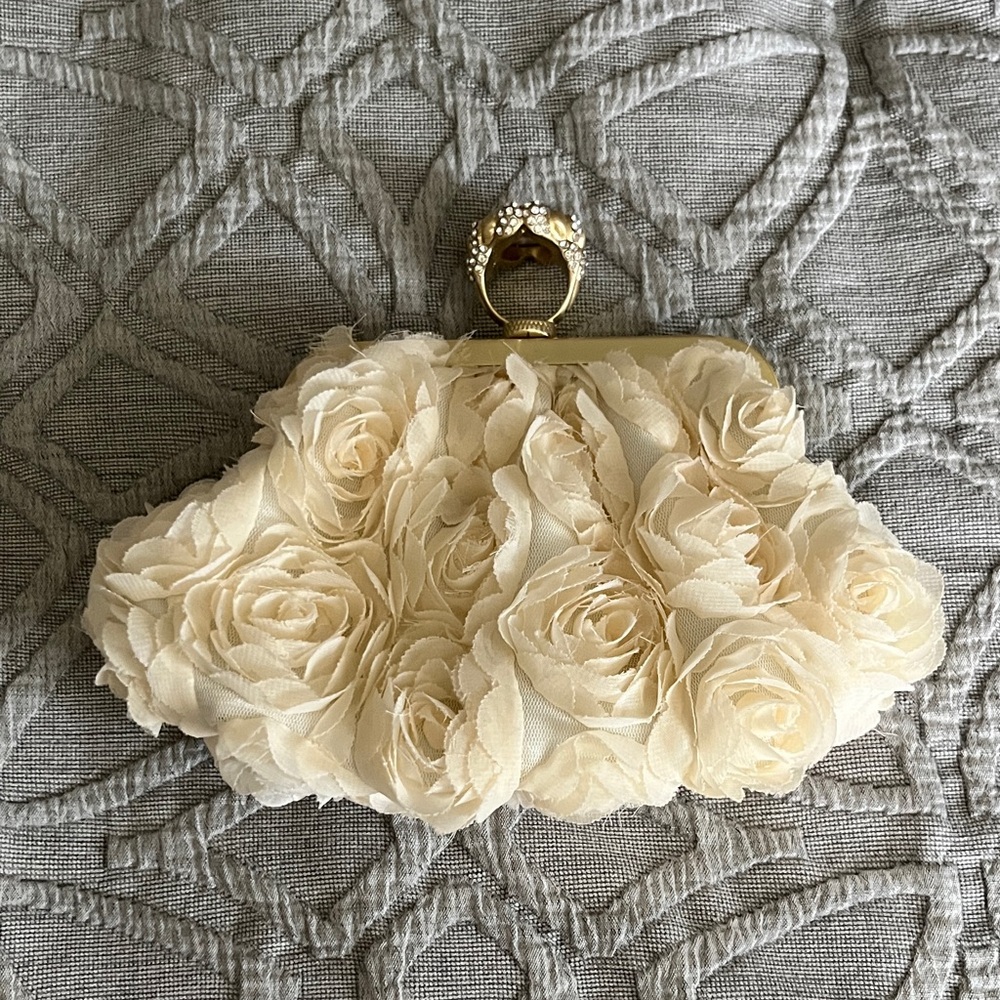 INC International Concepts Cream Rose Clutch